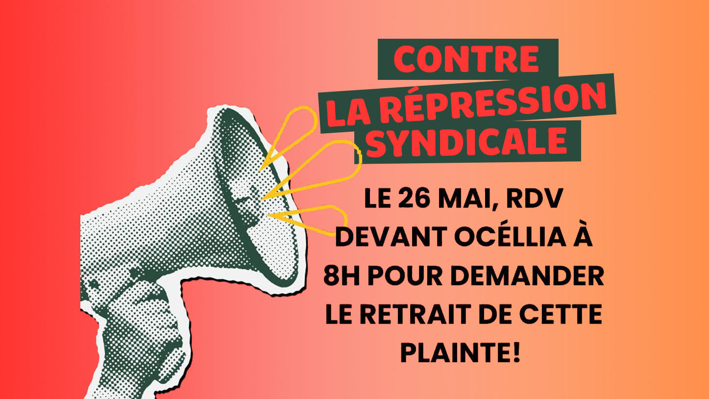 Mardi 26 mai : Contre la répression syndicale, soutien au secteur social et médico-social